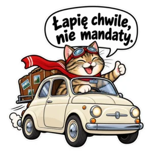 Magnes na auto — Łapię chwile, nie mandaty. — 20 cm