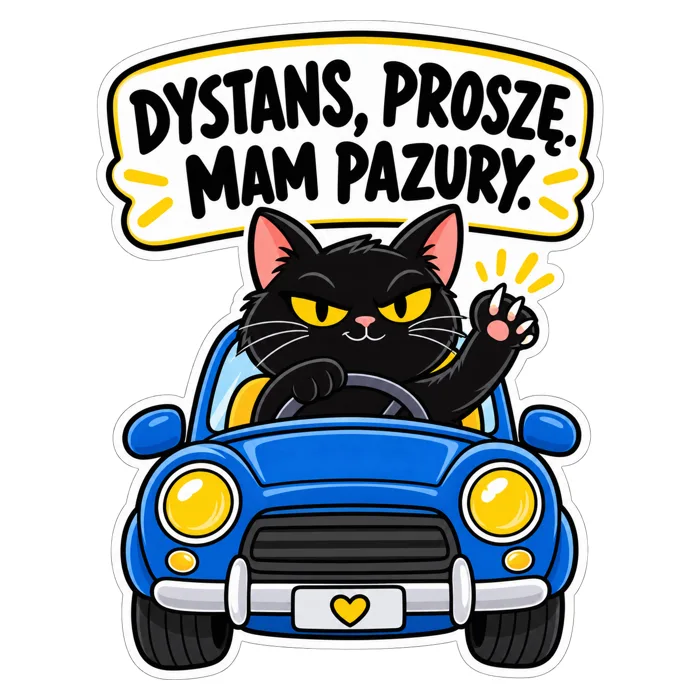 Dystans, proszę. Mam pazury. — ilustracja na auto
