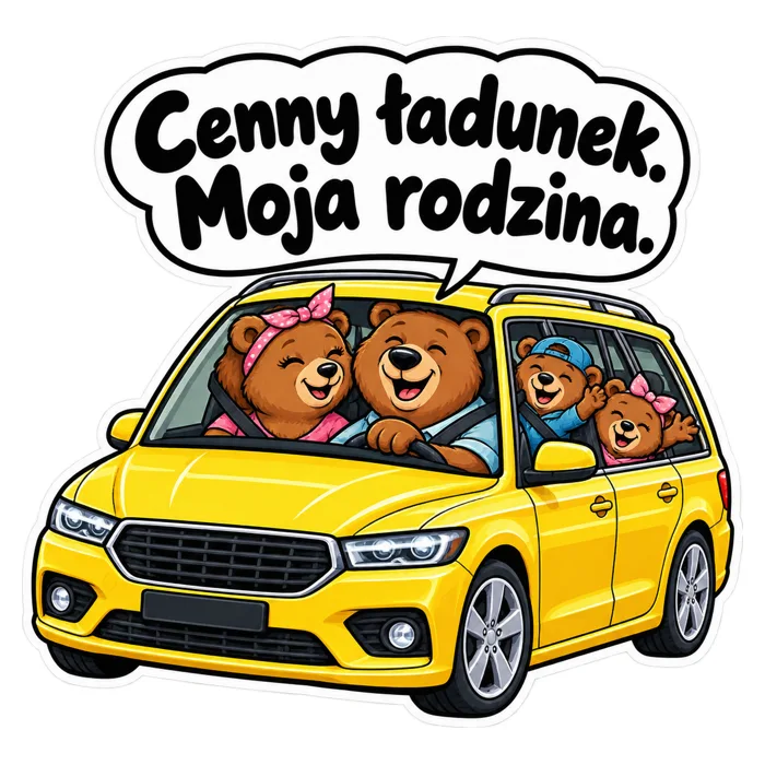 Cenny ładunek. Moja rodzina. — ilustracja na auto