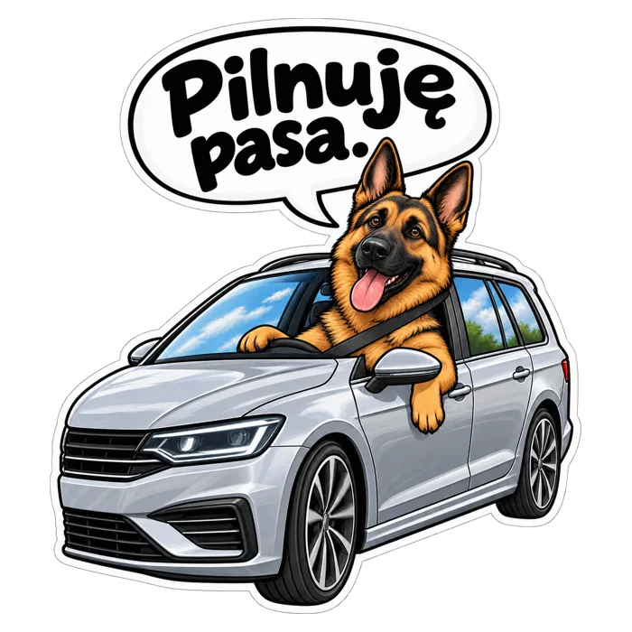 Pilnuję pasa. — ilustracja na auto