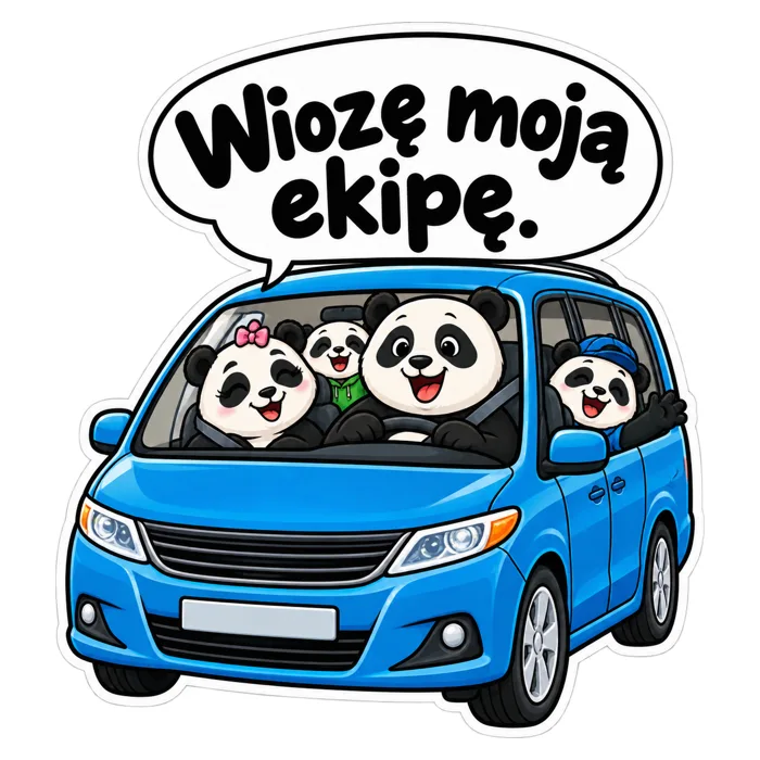 Wiozę moją ekipę. — ilustracja na auto