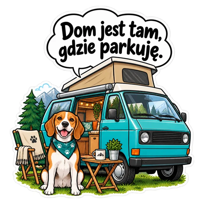 Dom jest tam, gdzie parkuję. — ilustracja na auto