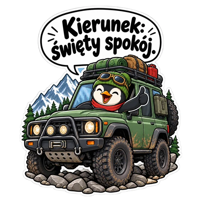 Kierunek: święty spokój. — ilustracja na auto