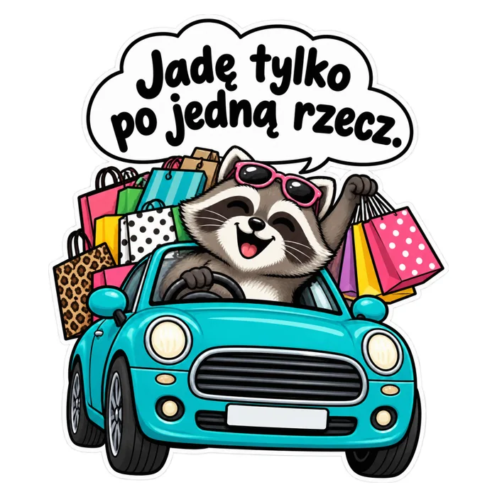 Jadę tylko po jedną rzecz. — ilustracja na auto