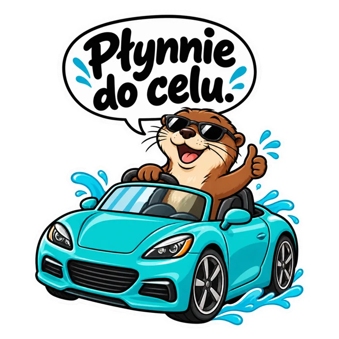 Płynnie do celu. — ilustracja na auto