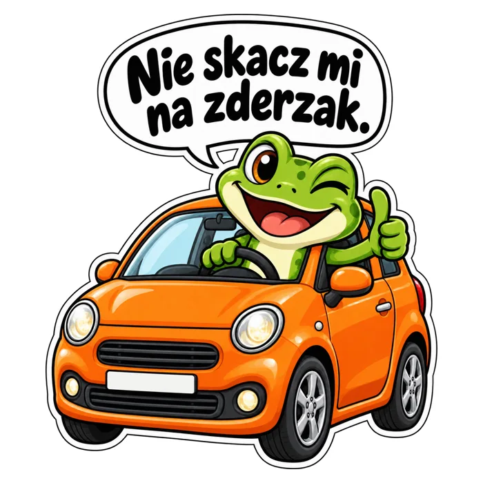 Nie skacz mi na zderzak. — ilustracja na auto